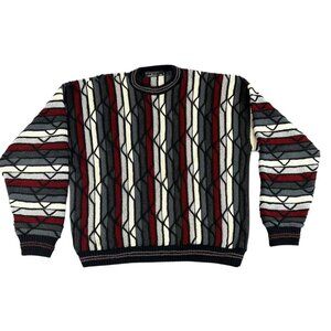 Protege Mens 2XL Sweater Textured Knit 3D Colorful Abstract Crosby USA 90s VTG